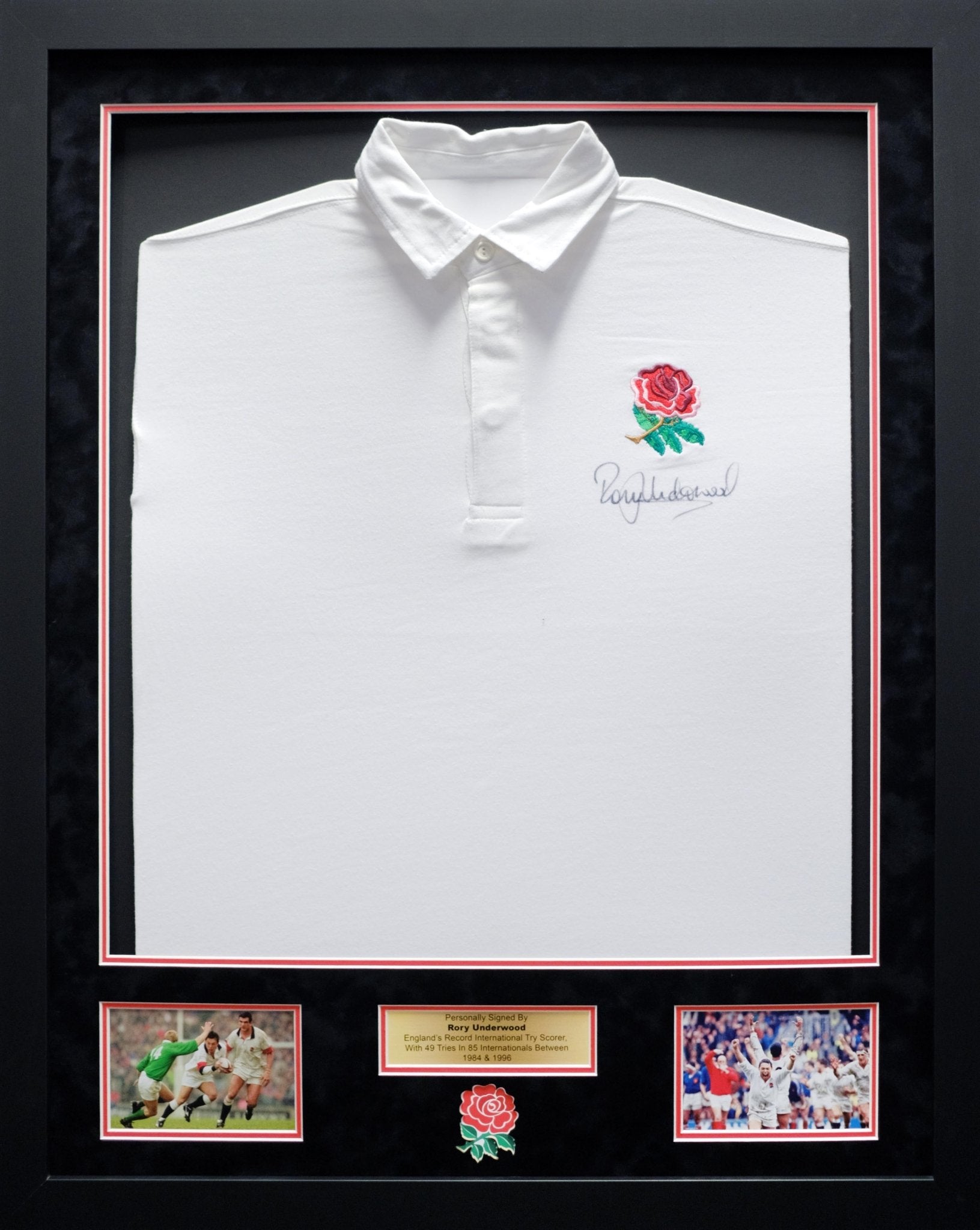 Rory Underwood Signed England Rugby shirt - Memorabilia Framers Shop